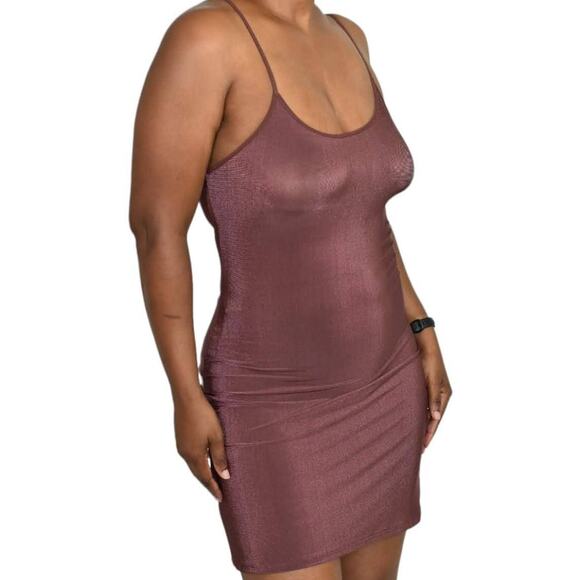 Vintage Olga Slip Brown Silky Shimmer Nylon Lingerie Shelf Bra Nightgown Small - Picture 2 of 14